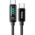 mcdodo 100W USB-C to USB-C Fast Charging Cable 4ft, Type-C Charger Cord with LED Display USBC Charger Cable Nylon Braided, Fit for iPhone 16/15/15 Pro/Galaxy S23/iPad Pro/MacBook Pro