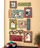 KNLSTORE Elegant Inspirational Faith Family Love Embossed Scrollwork Metal Collage Photo Picture Frame Red Blue Green Brown Swirls Scrolls Wall Decoration Hanging Home Accent Decor