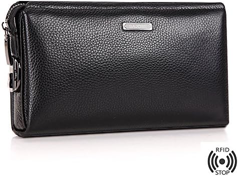 Men's Genuine Leather Business Clutch Handbags Anti-Theft Men Wallet Cowhide Leather Purse SAJOSE