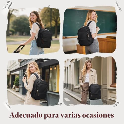 GOLF SUPAGS 15.6 Inch Laptop Backpack, Multifunctional Travel Backpacks, College Backpacks, Women's Airplane Backpack for Work, Travel, Daily (Black)