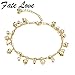 Fate Love Heart Shape Pendant Twisted Rope Chain Anklet 18k Gold Plated Foot Chain, 8