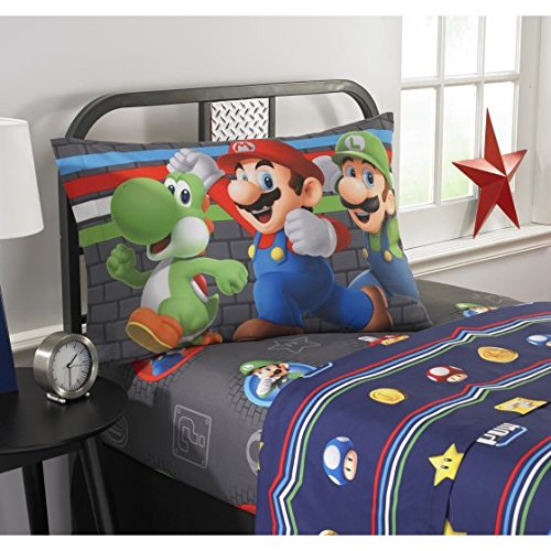 Low Cost Super Mario Bros Twin Comforter Sheet Set 4 Piece Bed