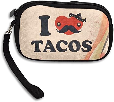 I Love Tacos Funny Coin Purse Wallet Wristlet Pouch Coin Wallet Zipper Change Holder