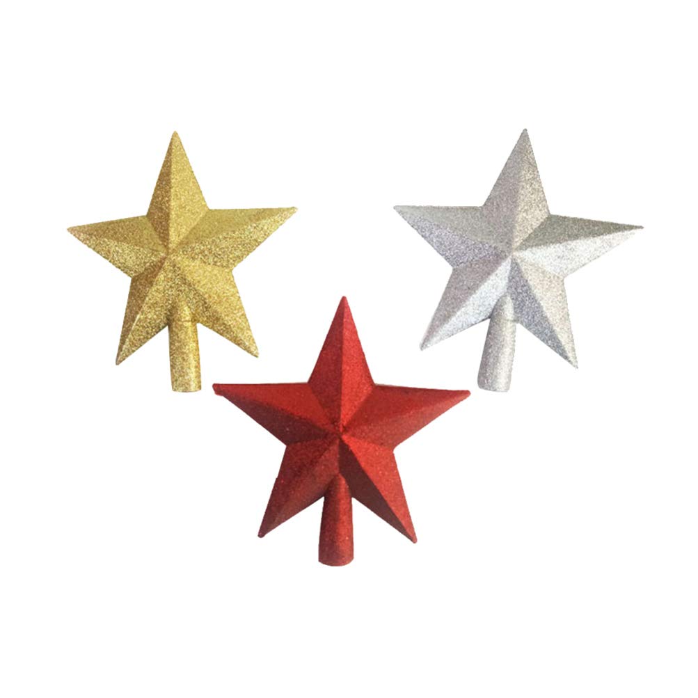 NUOBESTY 3Pcs Christmas Tree Star Toppers Glitter Star Christmas Tree Decoration for Xmas Parties Ornaments