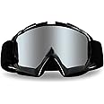 4-FQ Motorcycle Goggles Dirt Bike Goggles Anti UV Safety Goggles Anti Scratch Motocross Goggles Dustproof Motorcycle Glasses Motorbike Goggles for Cycling Riding Climbing Skiing-Sliver Lens