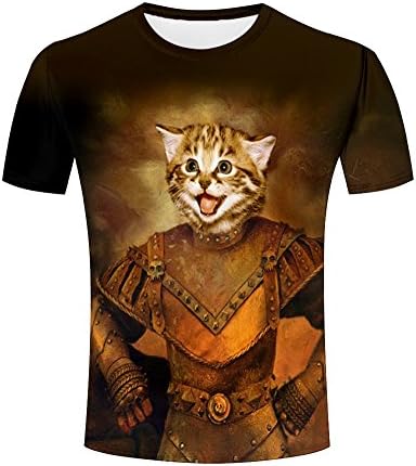 Men Funny Fat Cat and Unicorn 3D Animal Printed Casual Summer Short Sleeve Novelty T-Shirts