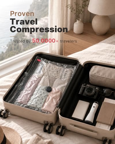 Vacbird Vacuum Bags for Travel with Rechargeable Pump, 15 Pack Carry-On Size(5L/5M/5S) Compression Packing Seal Bags for Luggage Suitcase, Space Saver for Clothing and Clothes Storage Travel