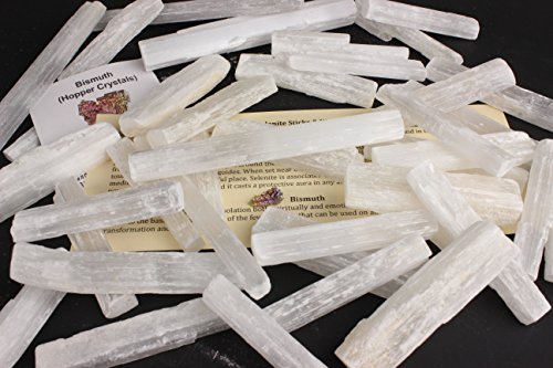 Dancing Bear's Brand - 1 Pound Selenite Small Sticks- Wands plus free piece of Bismuth. BEST DEAL ON AMAZON Wholesale, Bulk, Reiki, Chakra Healing - Thumbnail 2