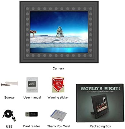 32 GB 720P Photo Frame Hidden HD Spy Camera Night Vision Motion Activated Home Security Camera Nanny Cam Video Recorder Covert DVR with Built-in 10000mah Battery,