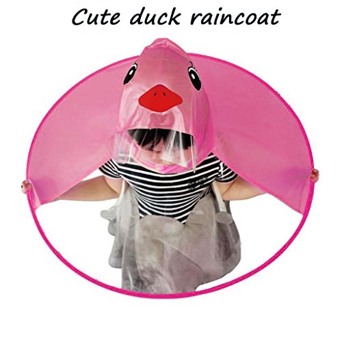 Tpingfe Cute Rain Coat, UFO Adult Umbrella Hat Magical Hands Free Raincoat (Hot pink, L)