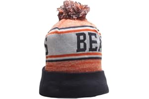 FGRID City Beanie Knit Hat with Pom Football Team Beanie Hat Football Knit Hats Winter Cuffed Stylish Fans Beanie Cap