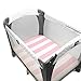 Pack N Play Playard Sheet Set - 2 Pack - Fitted, Soft Jersey Cotton Portable Crib Sheet - Baby Bedding in Pink Stripes & Polka Dots by Mumby