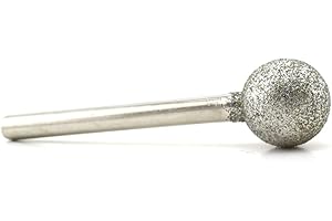 JINGLING 16mm 5/8 inch Spherical Head Diamond Grinding Bits Round Ball Bit Sphere Rotary Burr Grit 80 Stone Carving Tools 1/4" Shaft Attachment for Bosch, DeWalt, Makita