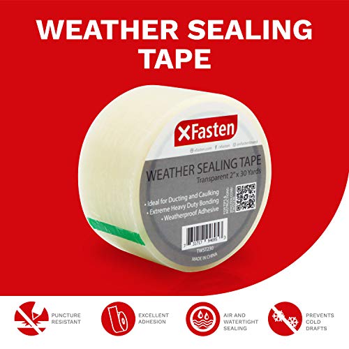 XFasten Transparent Window Weather Sealing Tape, 2Inch x 30 Yards