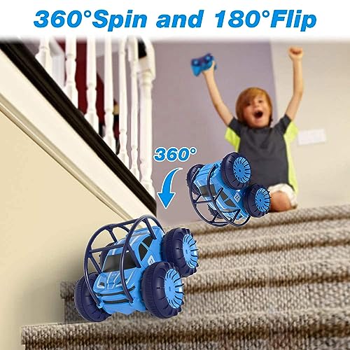 Fast Direct Charging Remote Control Cars for Kids, Amphibious Rc Cars with LED Lights 360° Rotation Stunts Cars 2.4Ghz 15km/h 4WD All Terrain RC Trucks for Boys Girls Aged 3+