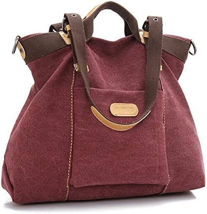 Canvas Crossbody Shoulder Handbag Ladies Tote Bag Large Messenger Travel Purse Hobo Handbag Shoulder Bag Shopping Bag, Coffee