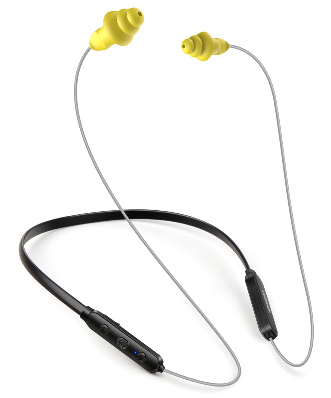 Photo 1 of HomeSpot Noise Reduction Wireless Neckband Headphones with Qualcomm aptX HD, 27dB NRR, CVC Noise Cancelling Mic & Controls and 20H Playtime for Work Safety OSHA Compliant - Gray Wire Yellow Earbuds