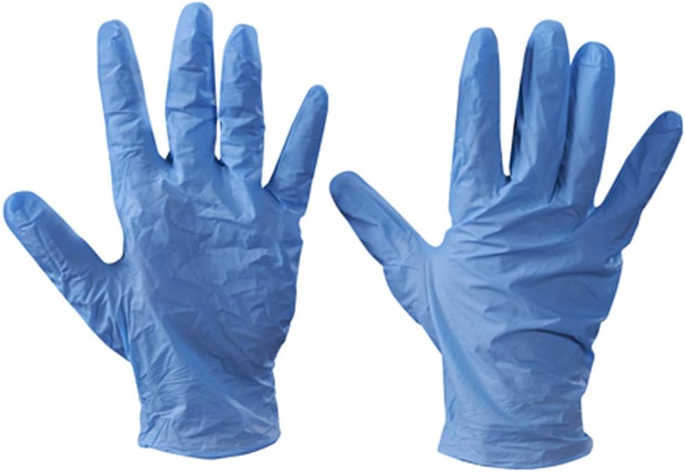 100 x Powdered Disposable Vinyl Gloves (Blue) - Medium/Large / X-Large (LARGE)