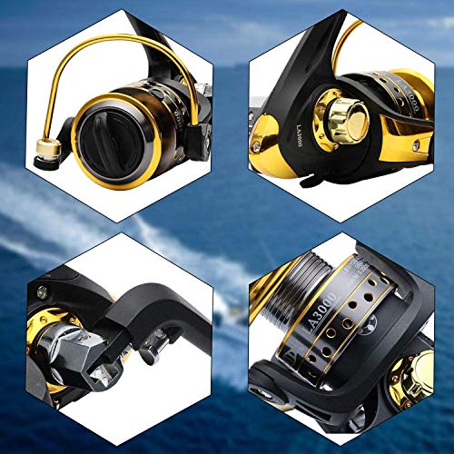 Bntteam, Teleskop-Angelrute, 2,1 m, 2,4 m, 3,0 m, 3,6 m, 99 % Carbon, 11 BB-Kugellager, Spule, Angeltasche, Köder… – Bild 7