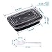 Maredash 34OZ Meal Prep Containers,Food Storage Container with Sealed Black Lid and Fork Spoon,Lunch Box, Foldable Meal Peparation Container, Microwave,Refrigerator and Dishwasher