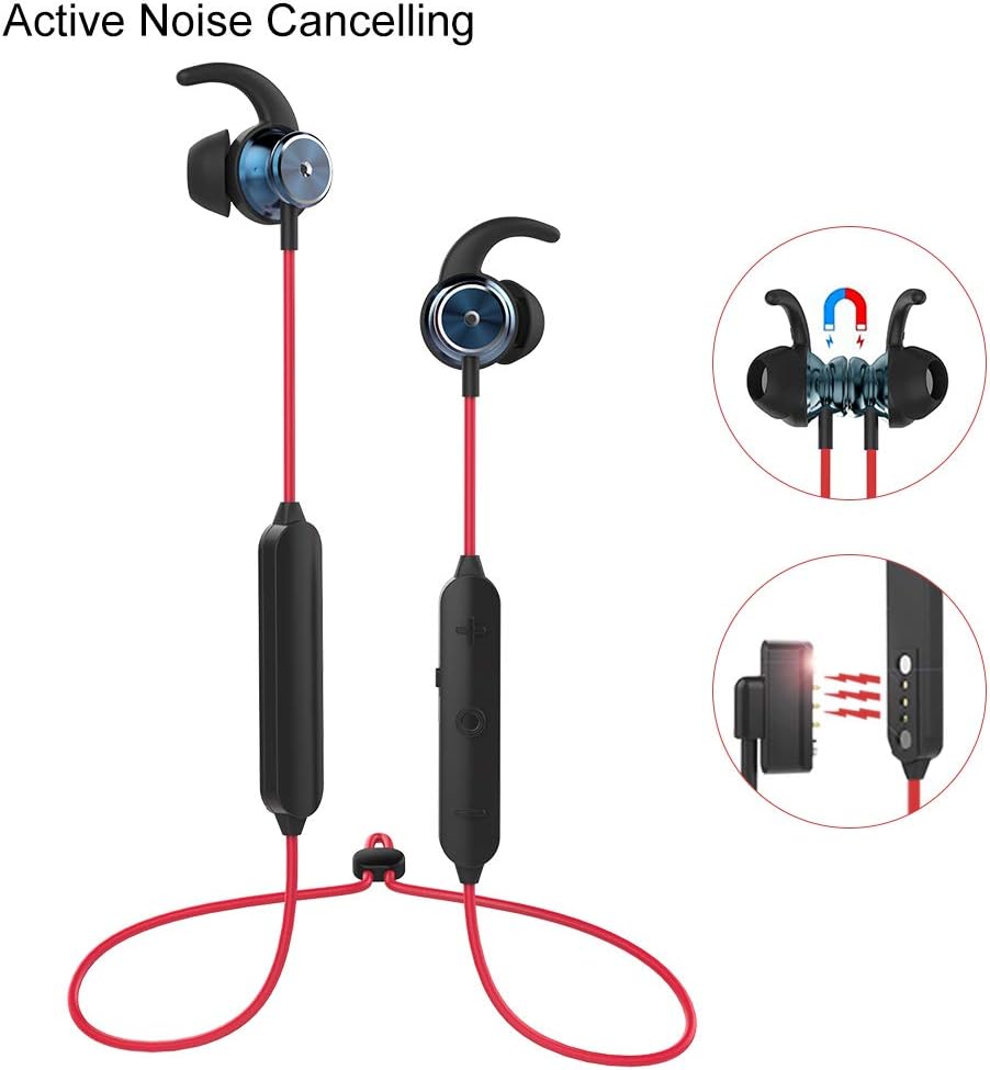 Active Noise Cancelling Bluetooth Headphones, Wireless Earbuds Sport Headsets with Microphone in Ear Magnetic Charging, 30dB Reduction with 10m Operating Range.