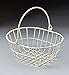 Mini White wire metal oval basket with drop handle, 5.5