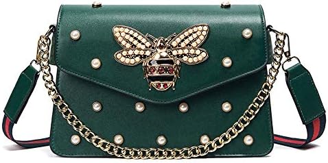 Shoulder Bags Mini Bag Handbag Summer Handbags Leather Quilted Studded Chain Bag Bees And Pearls Fashion Shoulder Messenger Bag Baby Diaper Bag Mama Bag (Green)