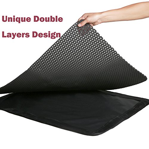 Cat Litter Trapper Catcher Mat, Cat supplies, Kitten Litter Box Purr Pad, Kitty Trash Can Trap, Large Cats Mats, Cat Spot litter Matt, Double Layer & Black Hole / Waterproof & Ventifresh, 31" X 24"