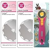 Kay's Crochet Set of 2 Crochet Edge Fleece Blades with Kay's Crochet 45 mm Rotary Cutter