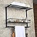Hiendure Oil Rubbed Bronze Solid Brass Wall Mounted Dual Tier Corner Bracket Bathroom Storage Shelf Shower Caddy Cosmetics Holder with Safefix and Towel Bar