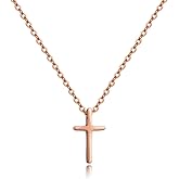 Starain Rose Gold Cross Necklace for Women Stainless Steel Tiny Cross Pendant Chain Adjustable