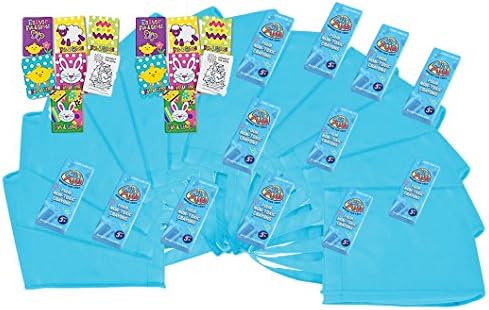 Easter Egg Goody Bag Set - Includes 12 Each of Easter Egg Bags, Mini Easter Activity Books, and 4-pc Crayons - Holiday Party Favor - By Memorable Events