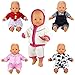 BARWA 5 Sets Jumpsuits Clothes Outfits Handmade Costume Pajamas for 14 to 16 Inch Dolls