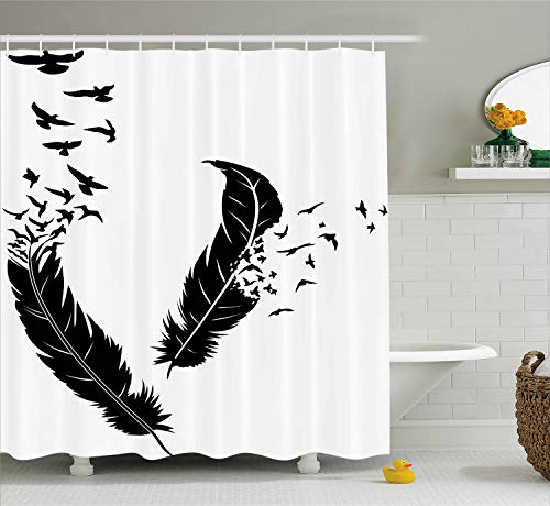Ambesonne Animal Decor Shower Curtain By Illustration Of Feathers
