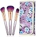 Halo World 10 Pieces Makeup Brushes Vegan and Cruelty Free Foundation Eyeshadow Lip Makeup Brush Set with Leather Bag (Rose Gold)