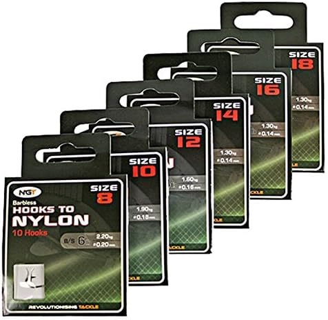 Carp-Corner 60 Eyed Barbless Hooks Nylon Tied Size 8-18 Coarse Fishing