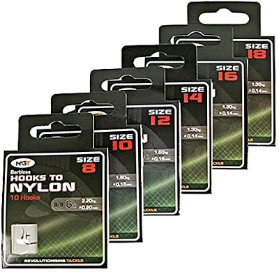 Carp-Corner 60 Eyed Barbless Hooks Nylon Tied Size 8-18 Coarse Fishing