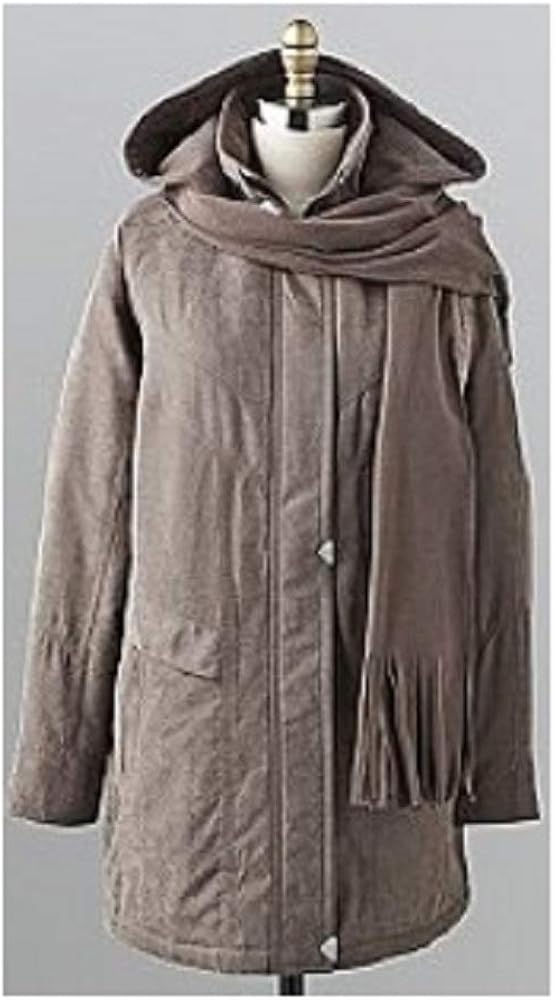 Mackintosh Microfiber Winter Coat And Fleece Scarf Taupe Small