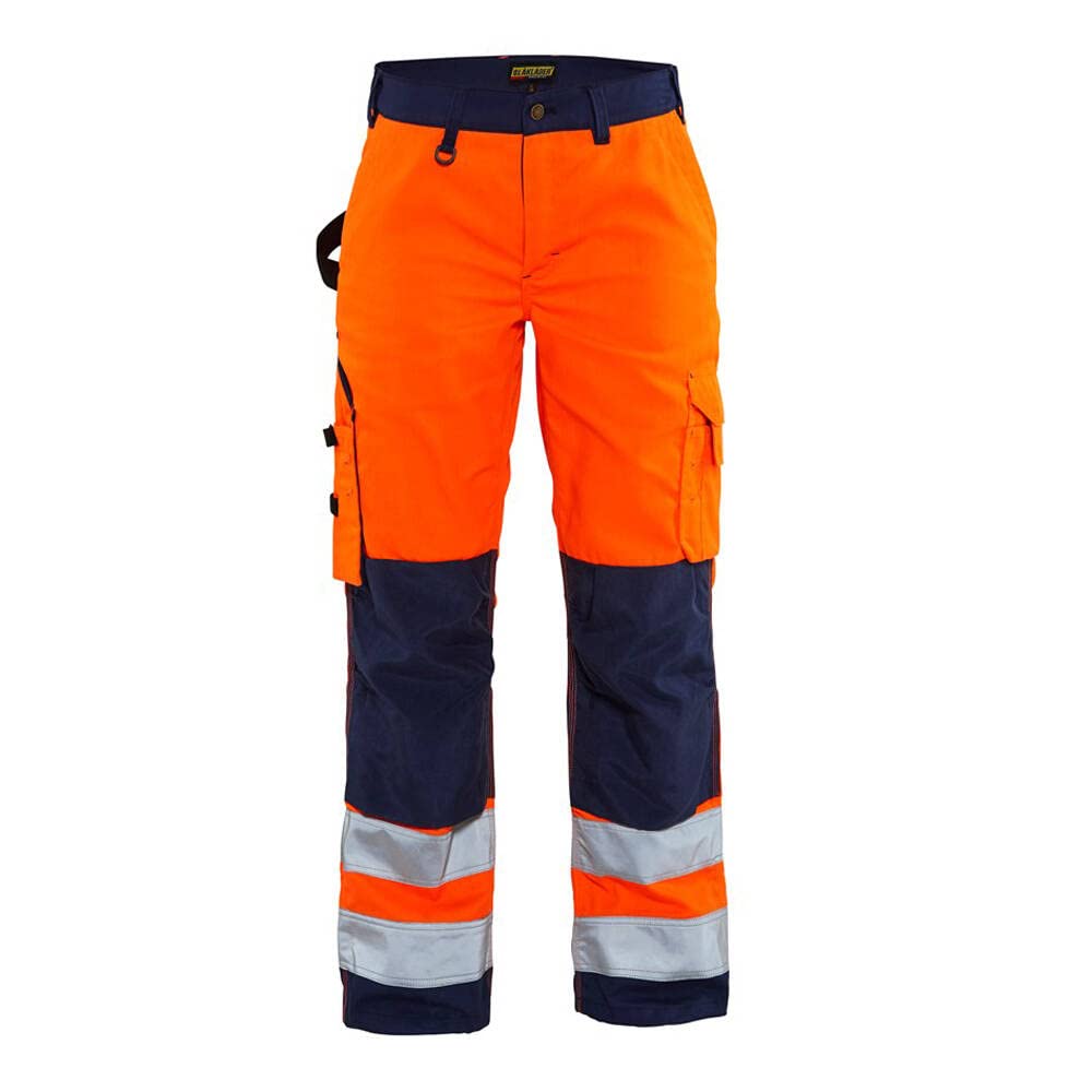 Blakläder 715518115389C50 Size C50 "High-Vis" Ladies Trousers without Nail Pockets - Orange/Navy Blue
