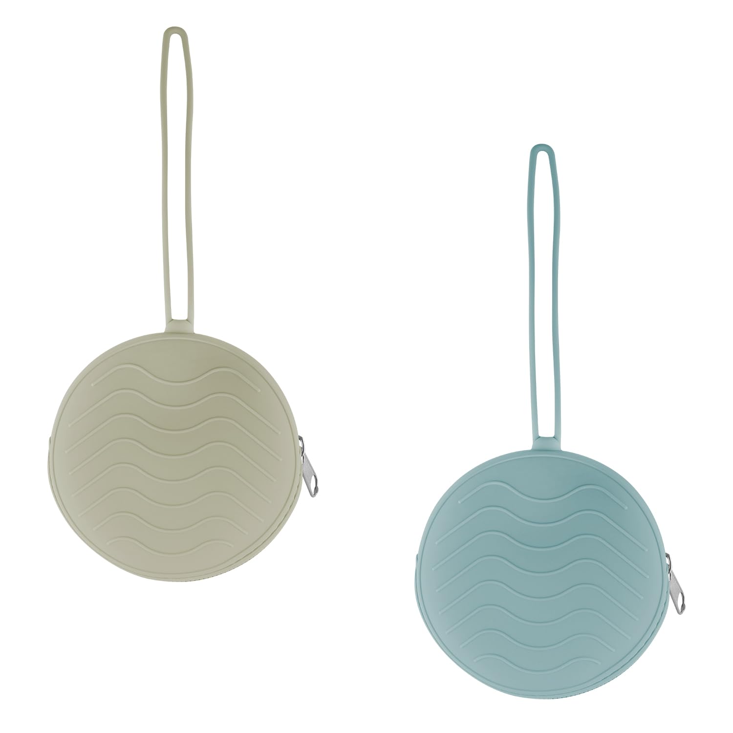 Rumyve 2pcs Silicone Pacifier Holder Pod,Silicone Pacifier Storage Case,Dummy Storage Box,Portable Soother Pods for Baby,Travel,Home(Grey&Blue)