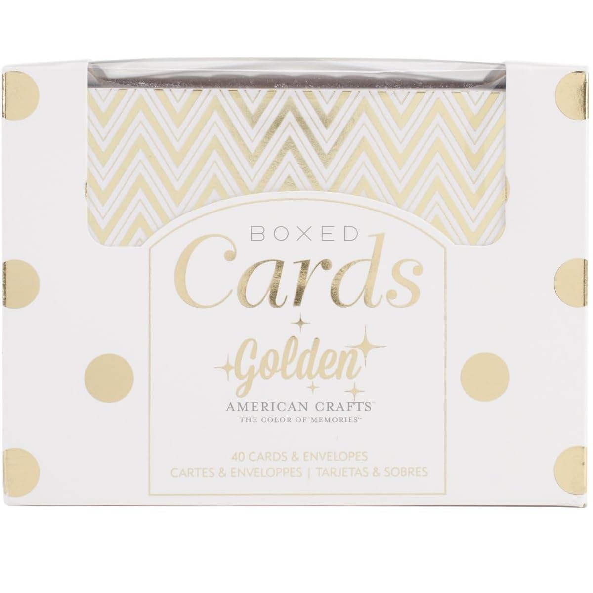 American Crafts 4.25-Inch x 5.5-Inch A2 Cards and Envelopes, Golden-Gold Foil (Pack of 40)