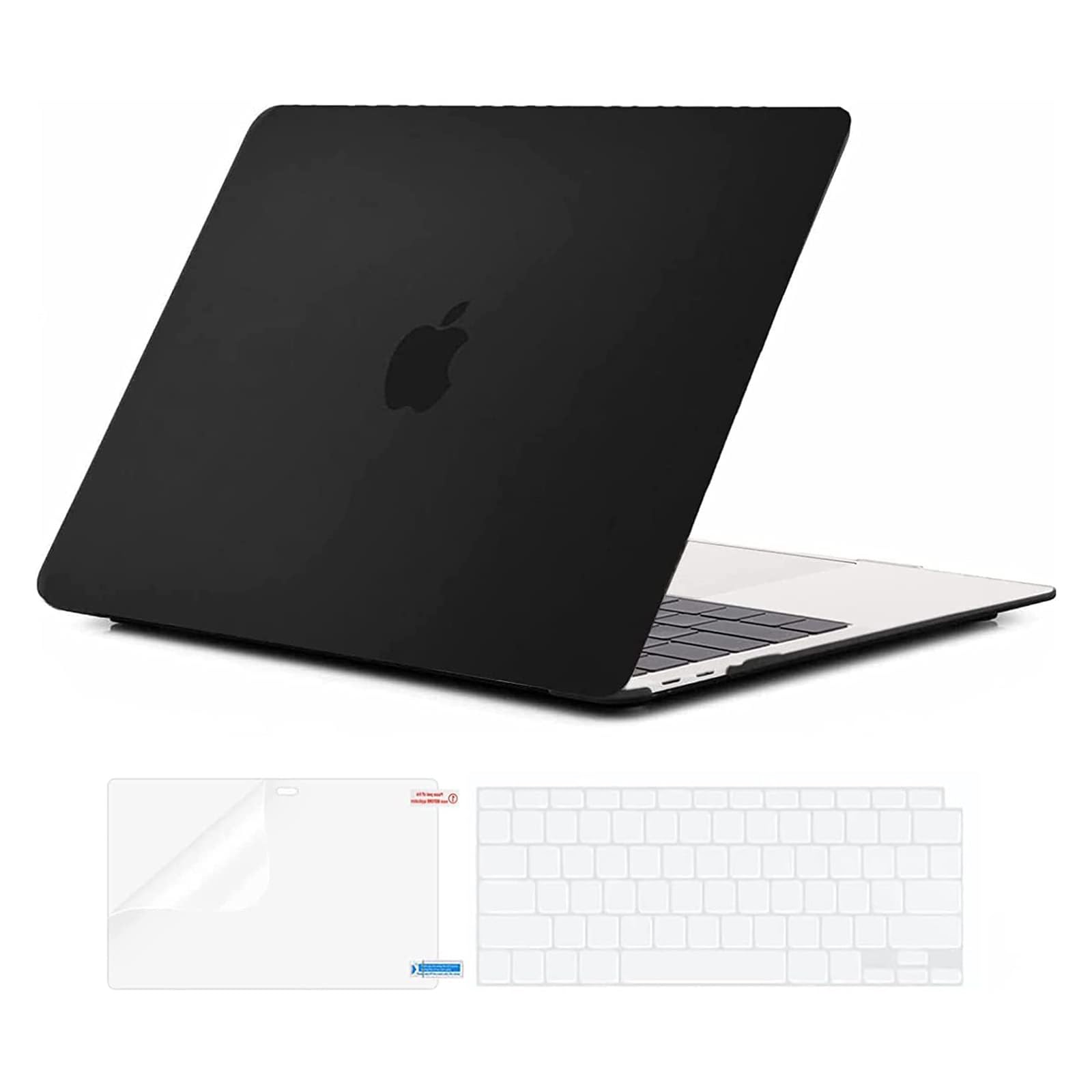 Photo 1 of EooCoo Hard Case Compatible with MacBook Air 13.3 inch M1 Chip 2021-2018 with Retina Display, Air 13.3 inch Plastic Protective Case + Transparant Keyboard Cover + Screen Protector, Matte Black