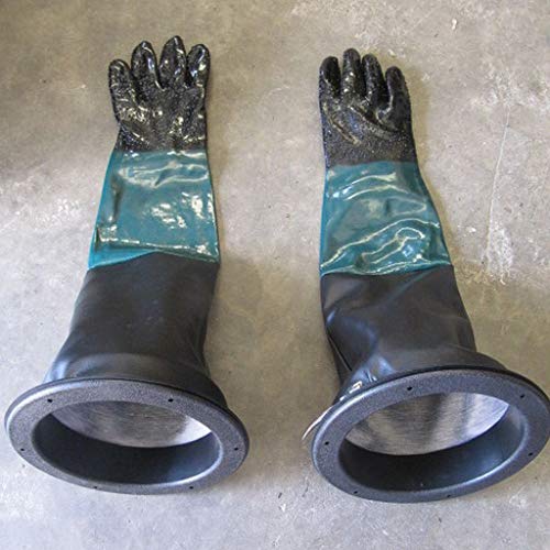 Fityle 1 Pair of 24'' Sandblasting Gloves Replacement with 2 Glove Holders for Sandblasting Sand Blast Cabinet
