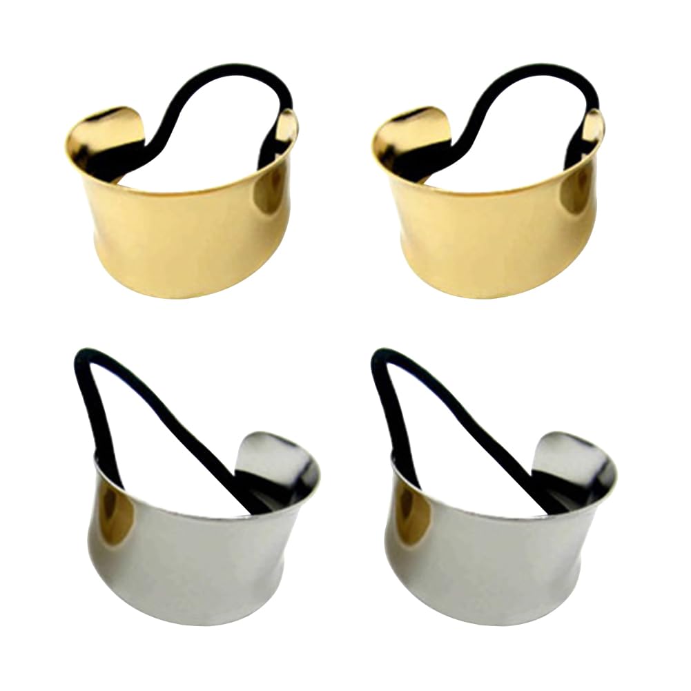 4 Pcs Metal Ponytail Holder Cuff Wrap Hair Band Elastic Decorative Hair Ties Fashion Thin Hair Elastics Elegant French Hair Ropes Scrunchies