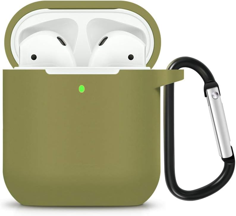 ZALU Compatible for AirPods Case with Keychain, Shockproof Protective Premium Silicone Cover Skin for AirPods Charging Case 2 & 1 (AirPods 2, ArmyGreen)