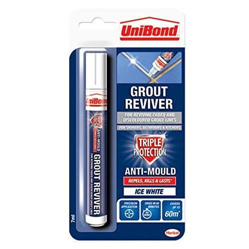 Unibond 2 x Grout Reviver Pen/Anti-mould grout pen for bathroom, kitchen, shower and floor tiles / 1 x 7ml