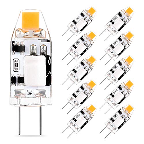 G4 LED Bulbs AC/DC 12V JC Bi-Pin Base Light Lamp 1.2 Watt 10W G4 Halogen Bulb Replacement Warm White 2700K, 360° Beam Angle, 10-Pack Yomis