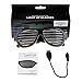 Kicsto Rechargeable Slotted Shutter Light up LED Flash Glasses, Black