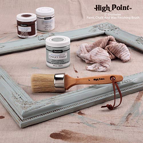 Large 2-in-1 Round Chalk & Wax Finishing Brush | Professional Quality for All Fine Art, Hobby & Chalk Paints, Faux Finishing, Stenciling & Wax Finishing [2" x 2.36" Brush Hair] - 6 Pack - Thumbnail 6