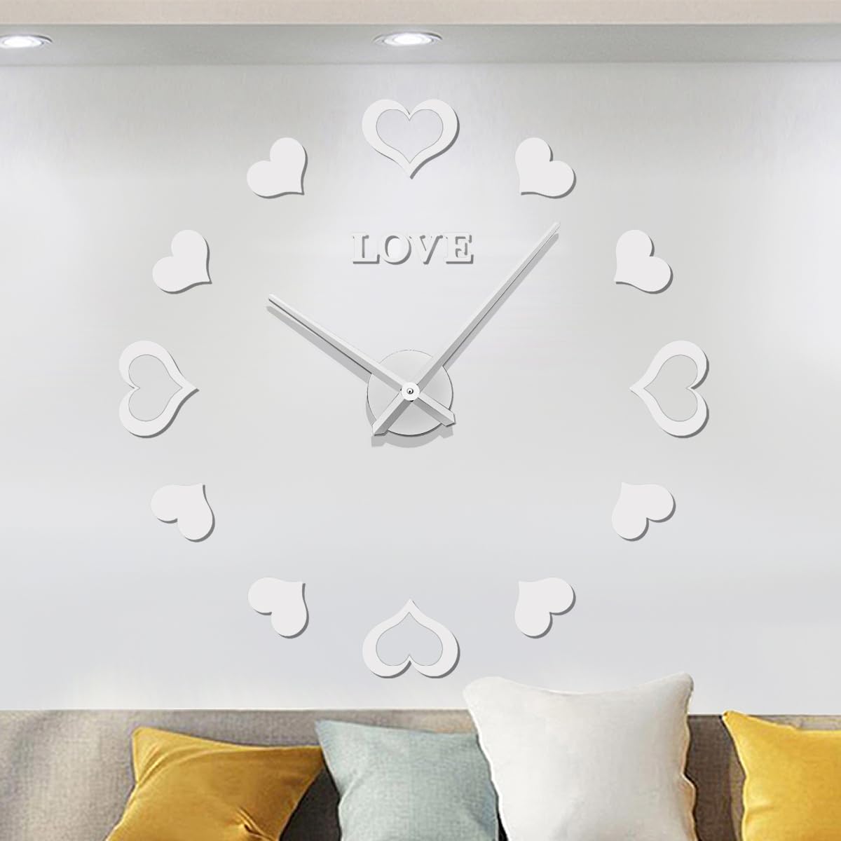 Meyiert Modern Mute DIY Frameless Large Wall Clock 3D Mirror Sticker Metal Big Watches Home Office Decorations for Living Room (Silver)